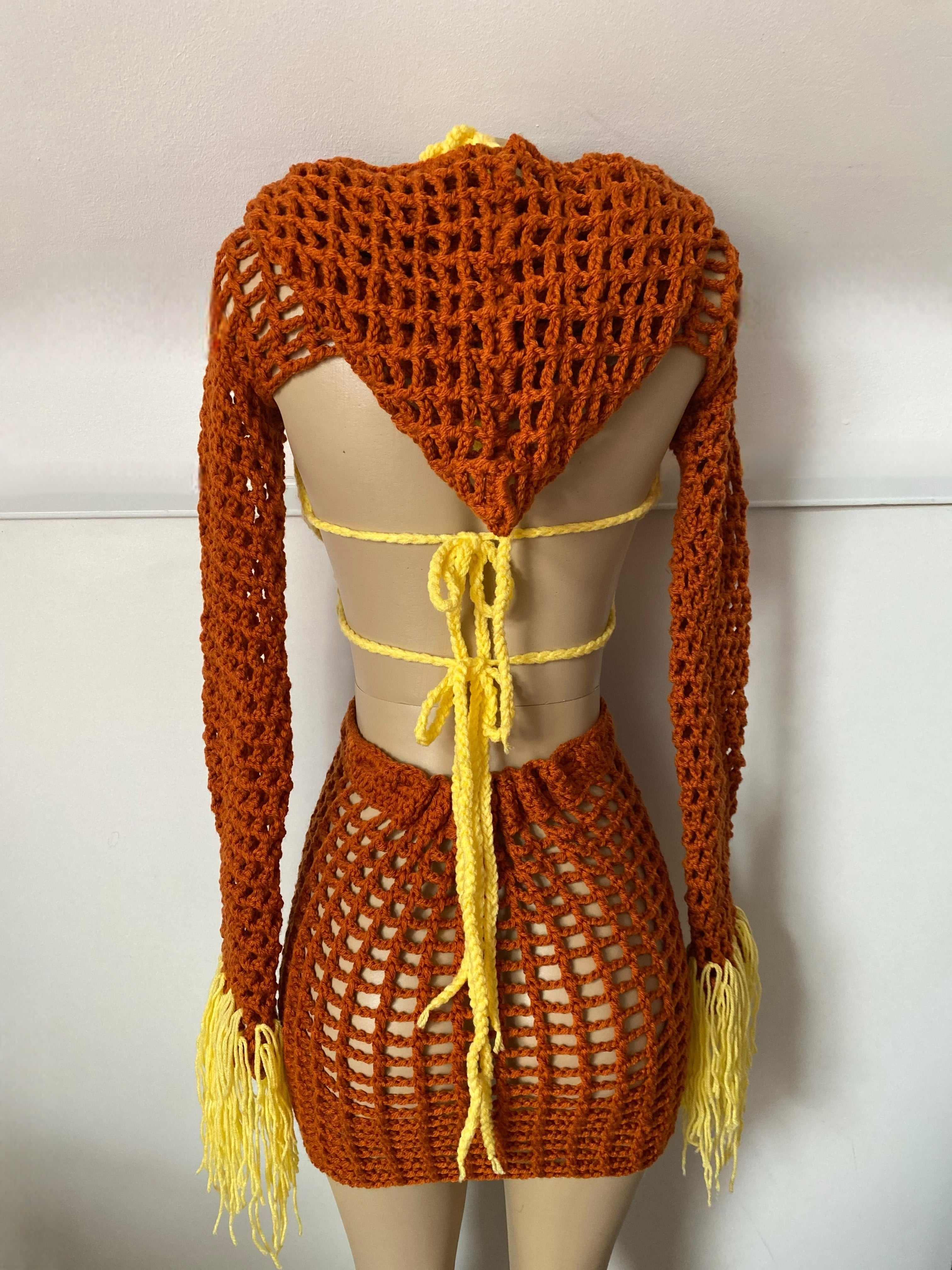 Sunflower Crochet Three-Piece Set