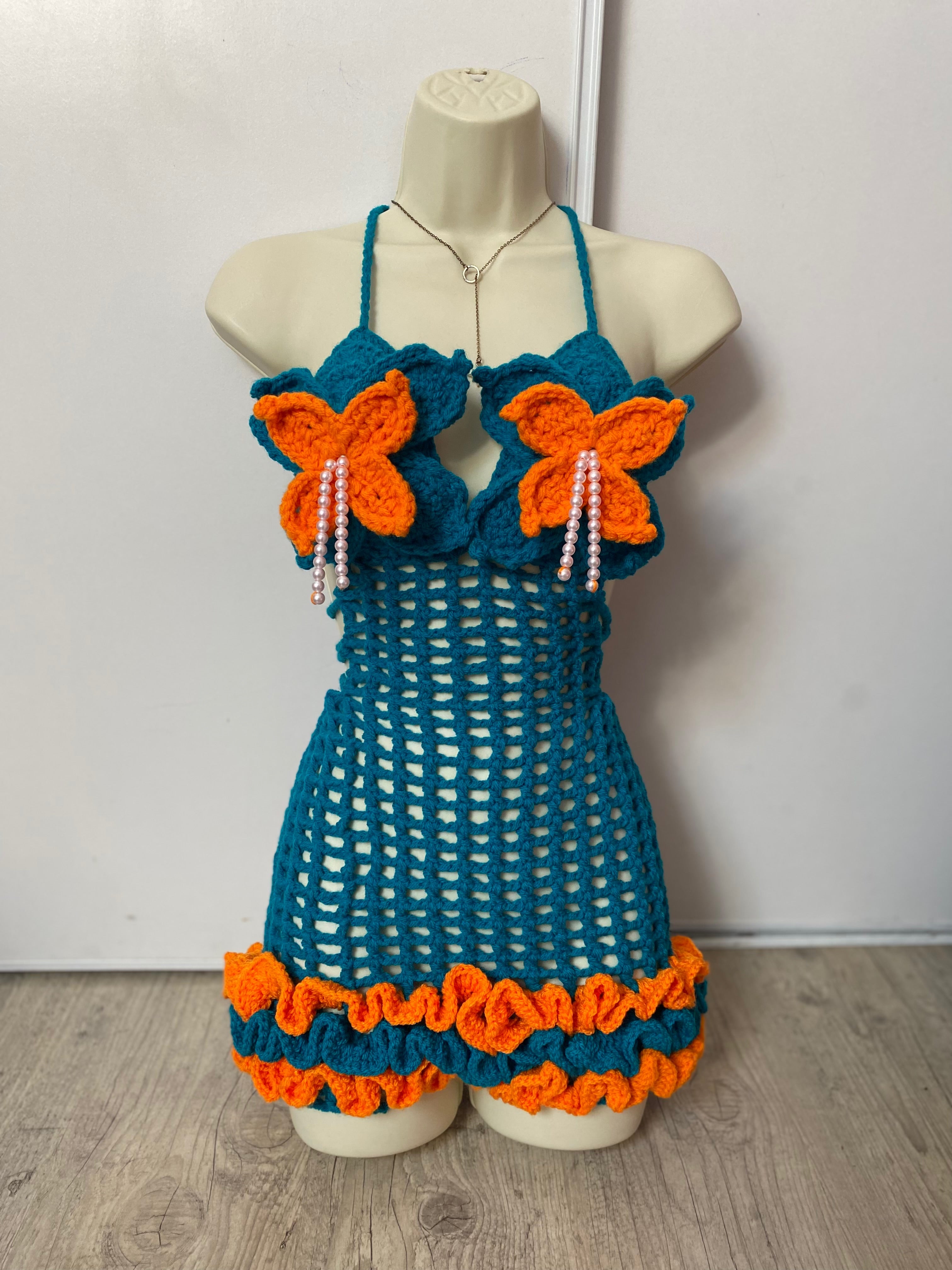 Lagoon Blossom Crochet Playsuit