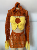 Sunflower Crochet Three-Piece Set