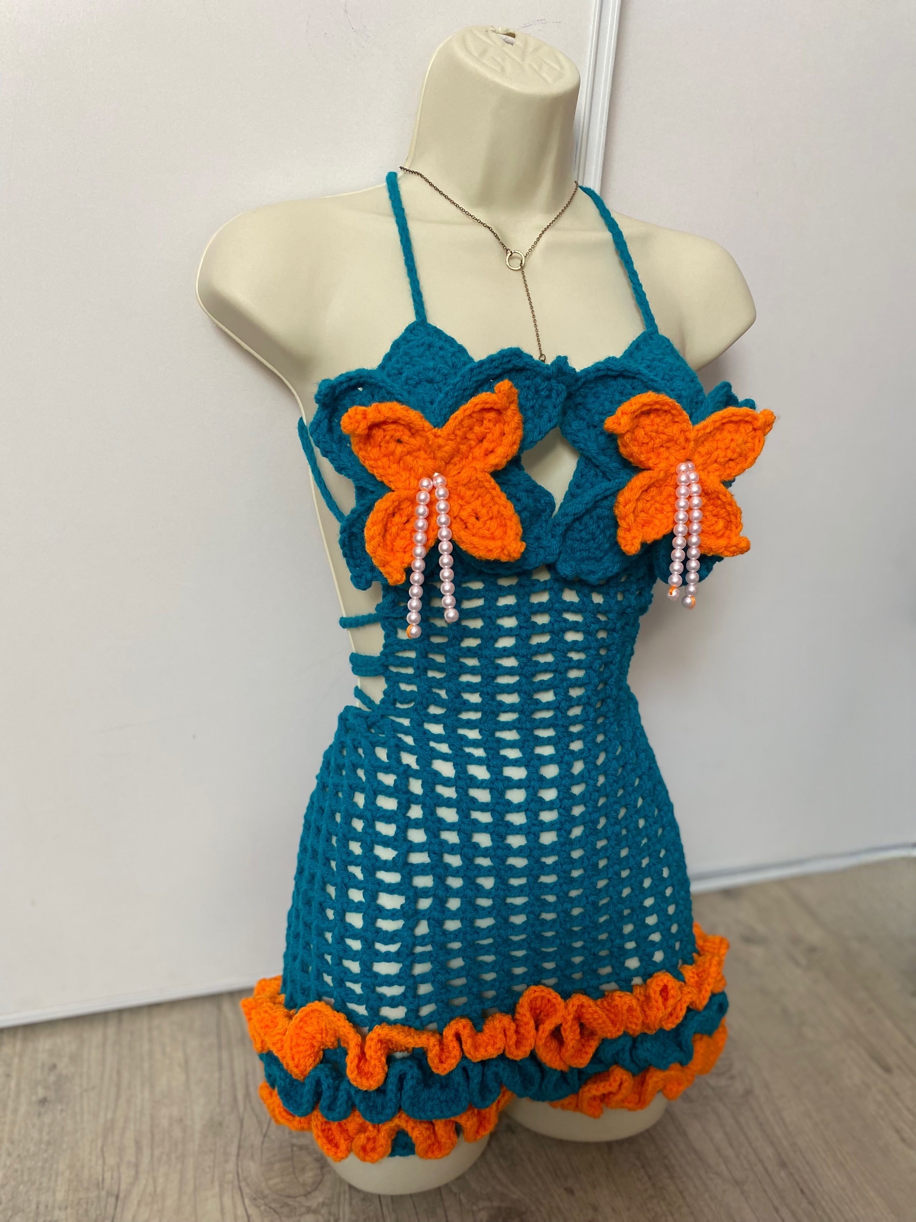 Lagoon Blossom Crochet Playsuit