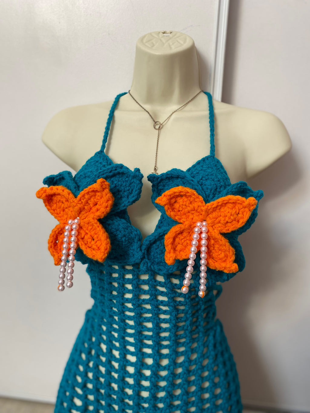 Lagoon Blossom Crochet Playsuit