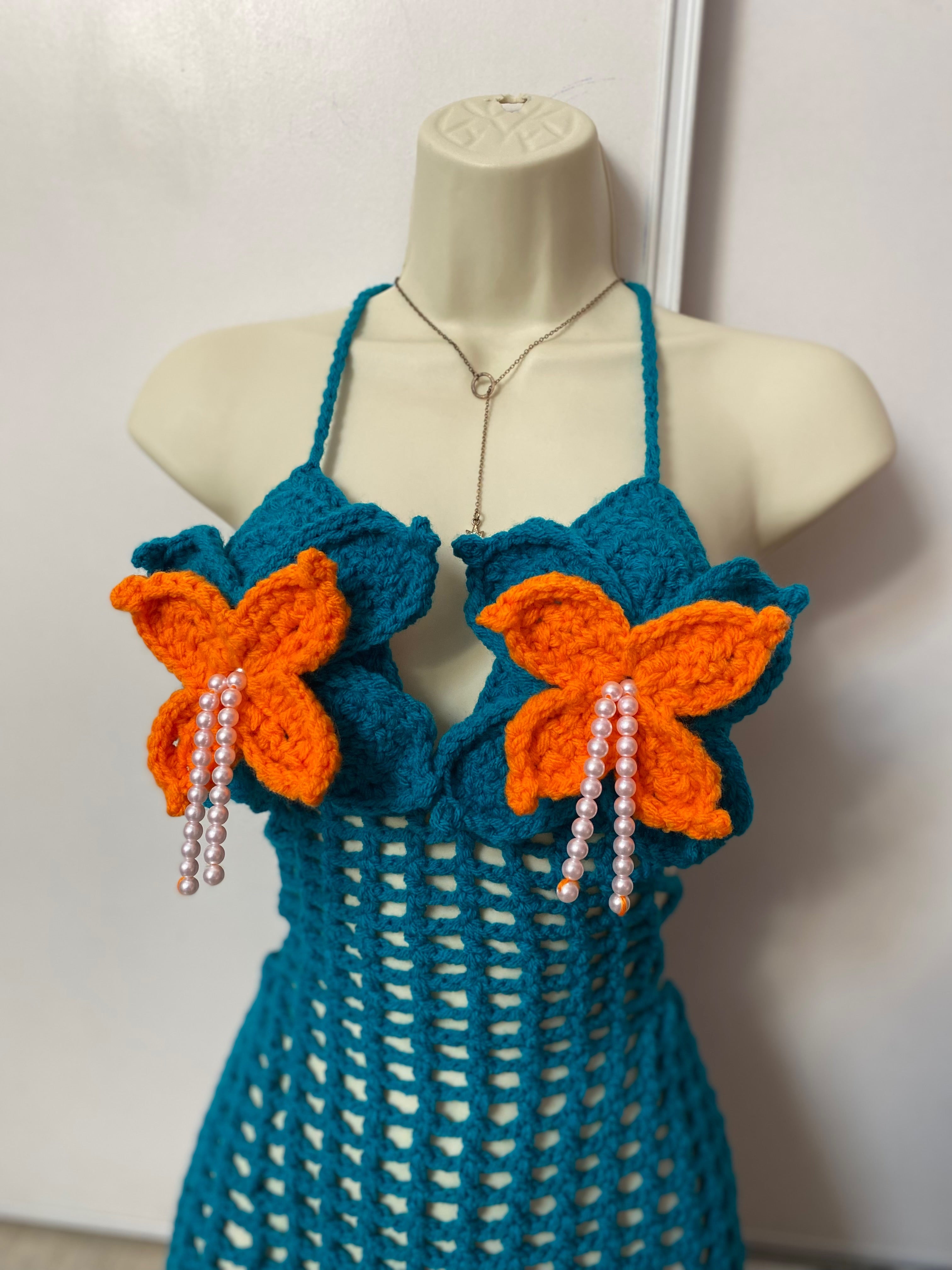 Lagoon Blossom Crochet Playsuit