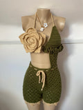Olive Blossom Crochet Playsuit